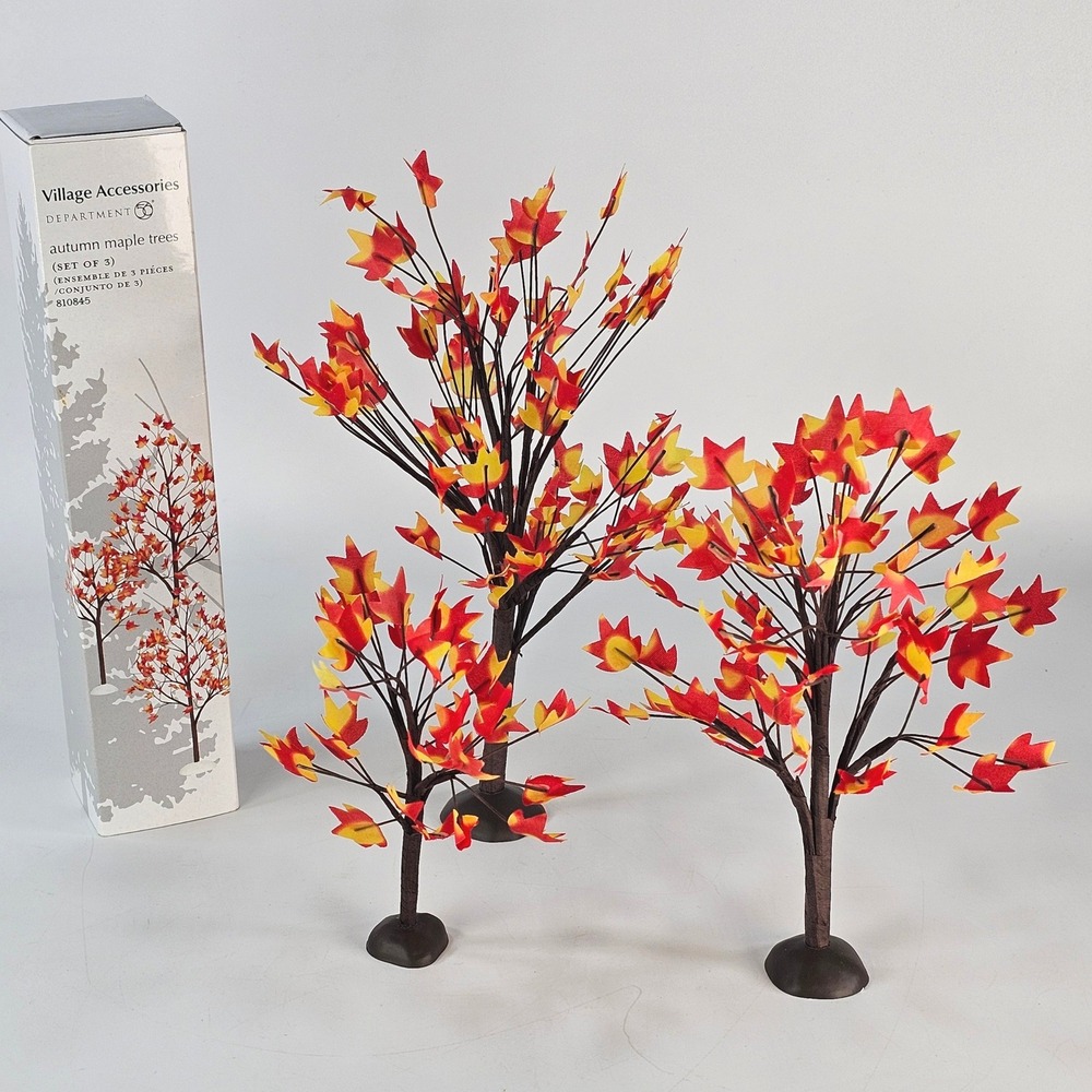 Department 56 Village Accessories Autumn Maple Trees Set of 3 Fall Decor 810845
